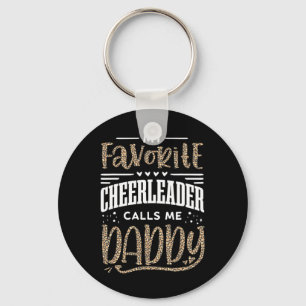 Funny Cheerleading Daughter Father Leopard Cheetah Key Ring