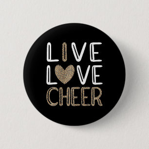 Funny Cheerleading Girls Leopard Cheetah Print Lov 6 Cm Round Badge