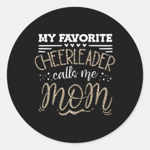 Funny Cheerleading Mother Leopard Cheetah Print Ch Classic Round Sticker