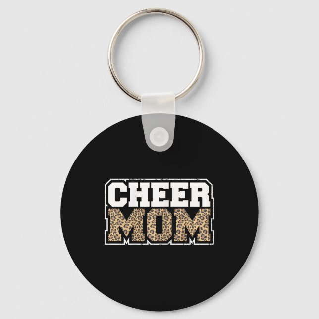 Funny Cheerleading Mum Leopard Cheetah Print Cheer Key Ring (Front)