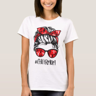 Funny Cheerleading Mum Messy Bun Cheer Mum T-Shirt