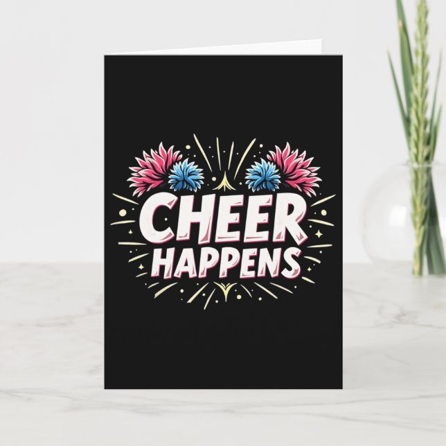 Funny Cheerleading Quote Gift Happens  Card (Front)