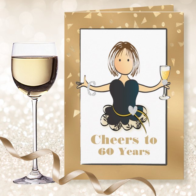 Funny Cheers to 60 for Her Sparkle 60th Birthday Card (Creator Uploaded)