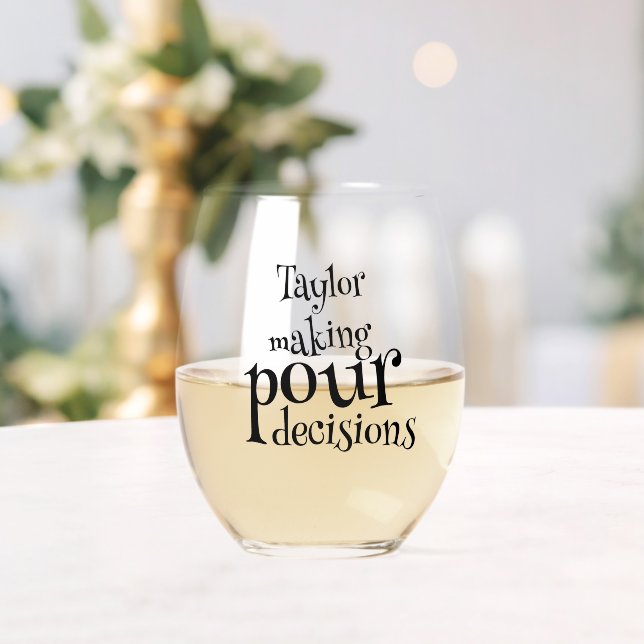 Funny Cheers to Pour Decisions Personalised Stemless Wine Glass (Insitu (Wedding))