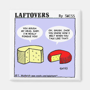 Funny Cheese Cartoon Wine Party Favours Laftovers Magnet