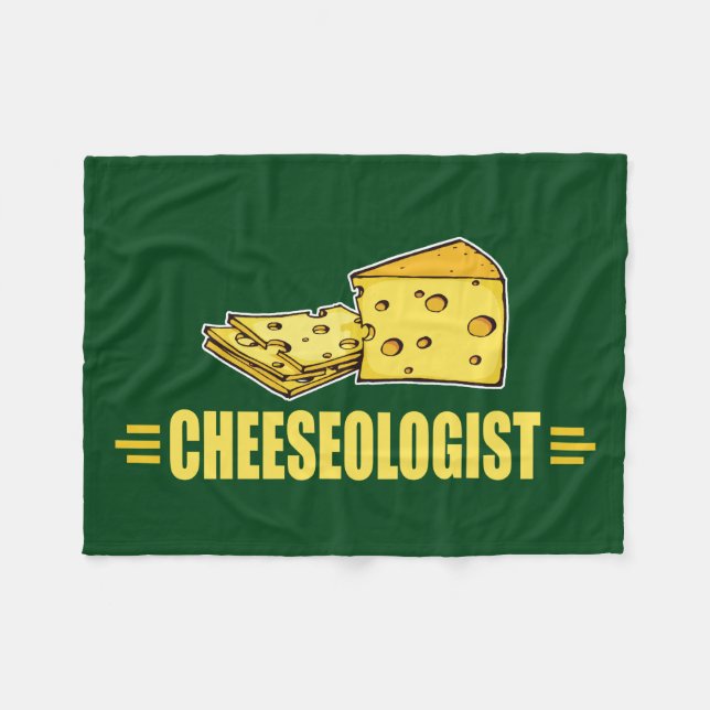 Funny Cheese Cheeseologist Cheesehead Fleece Blanket (Front (Horizontal))
