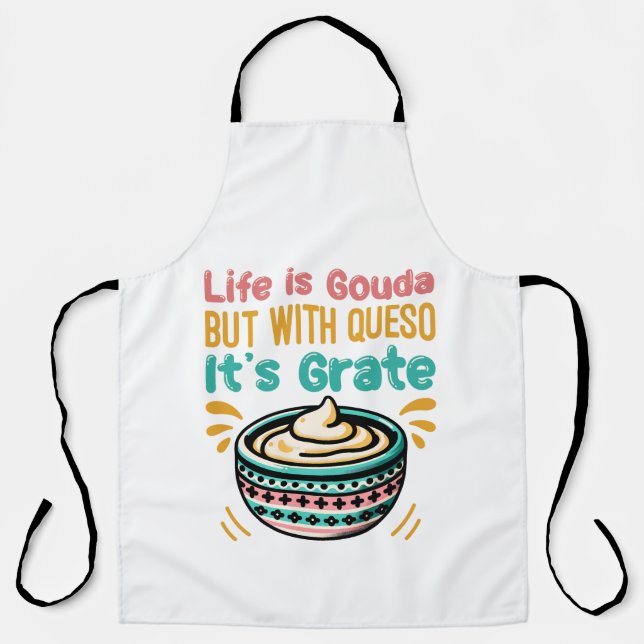 Funny Cheese Gouda Queso Food Pun  Apron (Front)