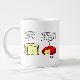 Funny Cheese Lovers Cartoon Art Turophiles Large Coffee Mug