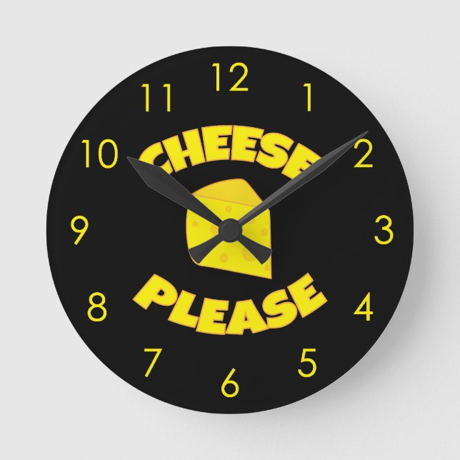 Funny Cheese Please wedge of Swiss Cheese Throw Pi Round Clock (Front)