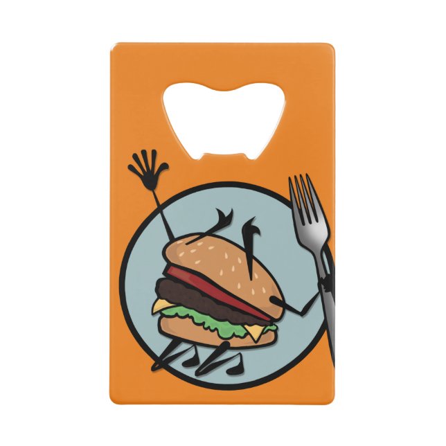 FUNNY CHEESEBURGER CREDIT CARD BOTTLE OPENER (Front)