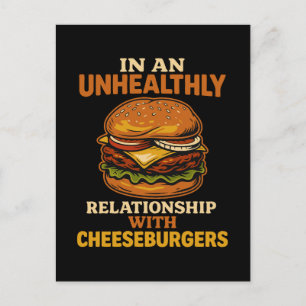 Funny Cheeseburger Eater Relationship With Burger Holiday Postcard