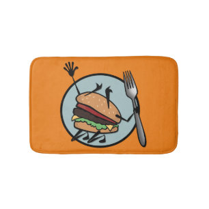 FUNNY CHEESEBURGER GRAPHIC ILLUSTRATION BATH MAT