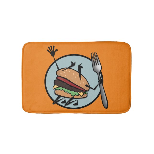 FUNNY CHEESEBURGER GRAPHIC ILLUSTRATION BATH MAT (Front)