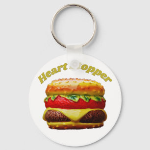 Funny Cheeseburger Heart Stopper Design  Key Ring