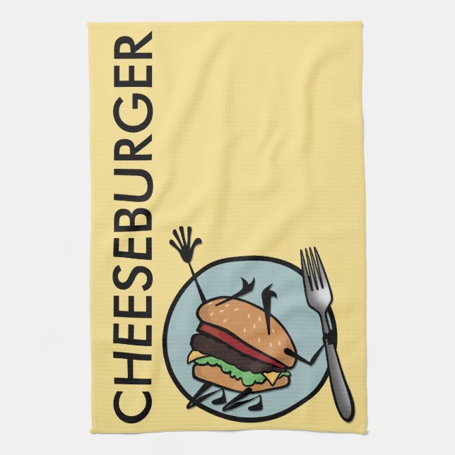 FUNNY CHEESEBURGER KITCHEN TOWEL (Vertical)