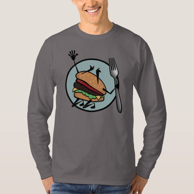 FUNNY CHEESEBURGER LONG SLEEVE T-SHIRT (Front)