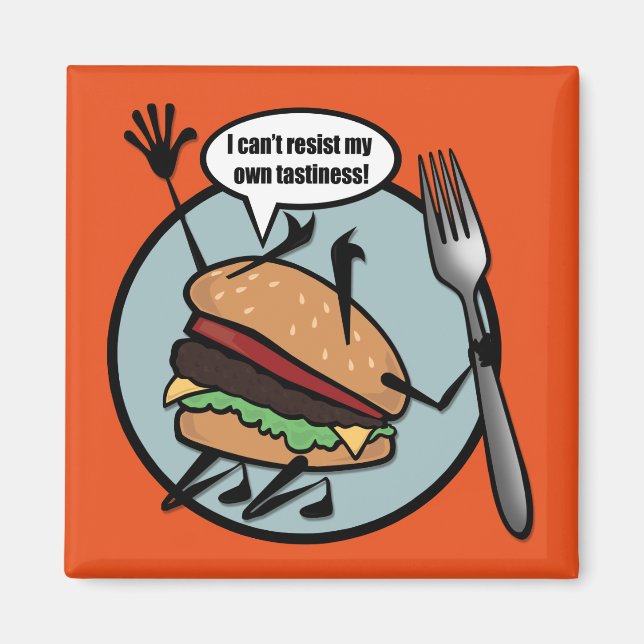 FUNNY CHEESEBURGER SQUARE MAGNET (Front)