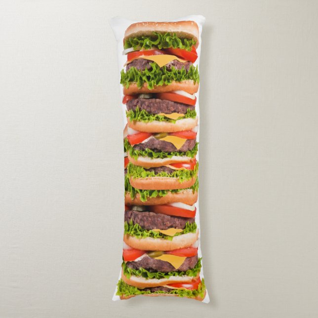 Funny Cheeseburger Stack Body Cushion (Front Vertical)