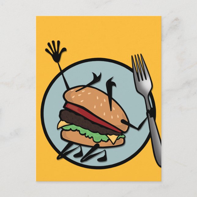 FUNNY CHEESEBURGER VERTICAL POSTCARD (Front)