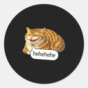 Funny Cheesy Cat Smile Meme Silly Weird Chubby Cat Classic Round Sticker