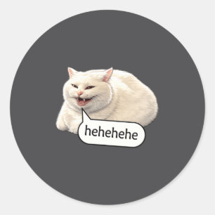 Funny Cheesy Cat Smile Meme Silly Weird Chubby Cat Classic Round Sticker