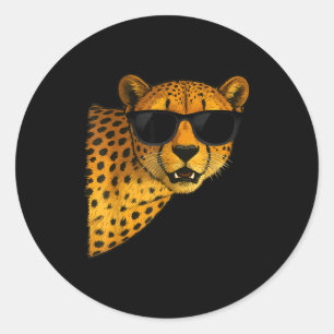 Funny Cheetah Art For Men Women Kids Animal Safari Classic Round Sticker