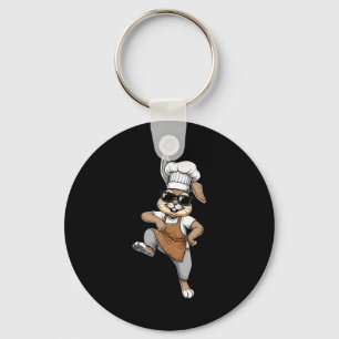 Funny Chef Bunny Cool Baker Rabbit Cooking Cartoon Key Ring