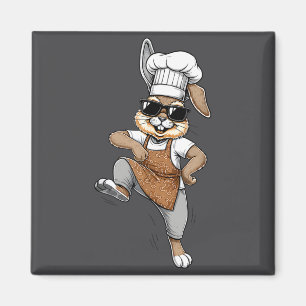 Funny Chef Bunny Cool Baker Rabbit Cooking Cartoon Magnet