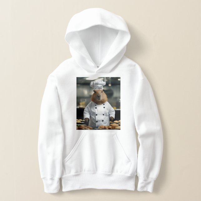 Funny Chef Capybara, Kids Hoodie (Laydown)