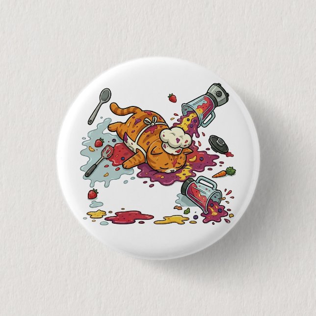 Funny Chef Cat Kitchen Disaster Button (Front)