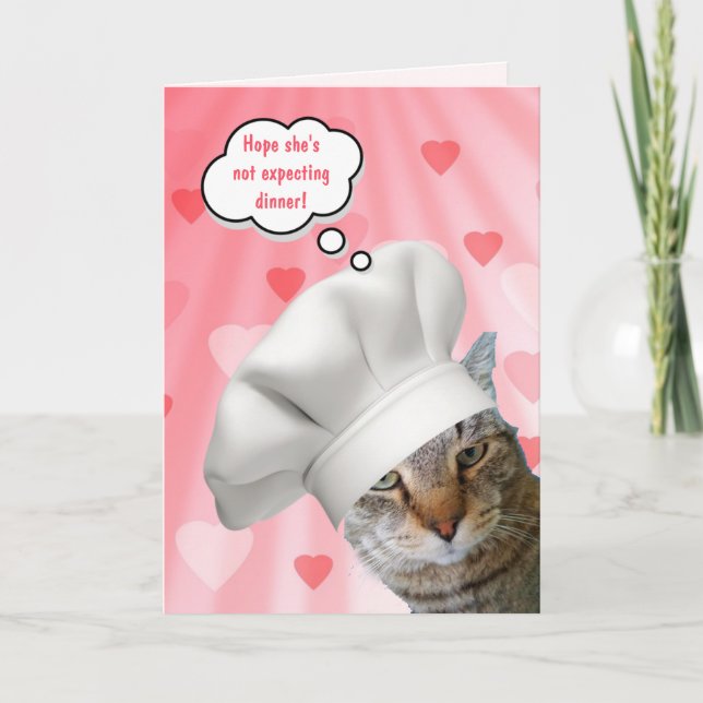 Funny Chef Cat Valentine's Day Holiday Card (Front)
