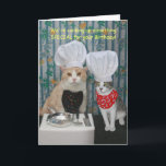 Funny Chef Cats Birthday Card<br><div class="desc">Customisable funny Chef Cats birthday card.  Outside: "We're cooking up something SPECIAL for your Birthday!"  Inside: "How does Mice-A-Roni sound?"  You can customise the text,  the fonts,  and the colours of the fonts.  Here is another version:</div>