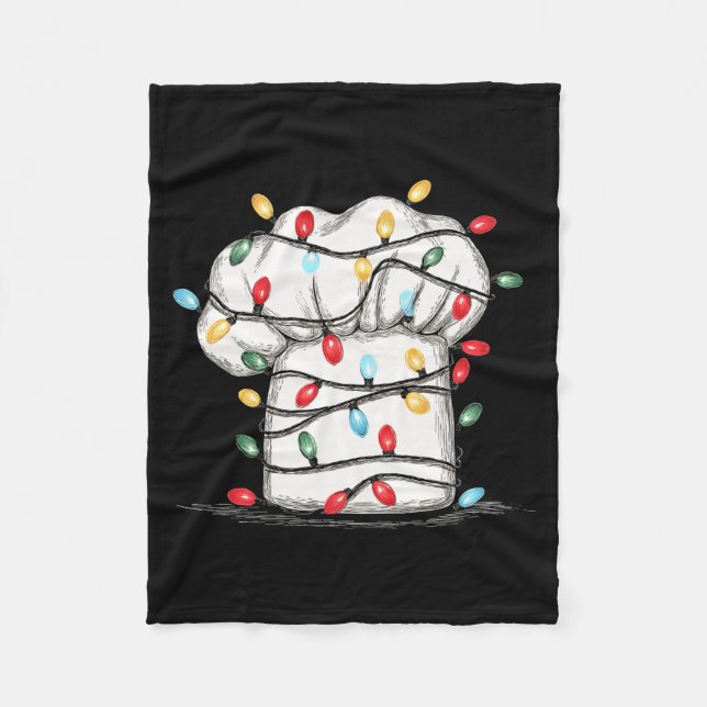 Funny Chef Christmas Graphics Lights Lover Cook Co Fleece Blanket (Front)