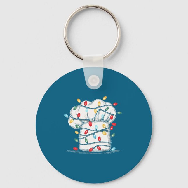 Funny Chef Christmas Graphics Lights Lover Cook Co Key Ring (Front)