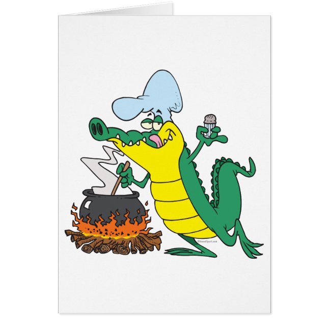 funny chef cooking gator alligator cartoon (Front)