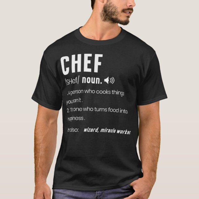 Funny Chef Description Culinary Cooking animal bir T-Shirt (Front)