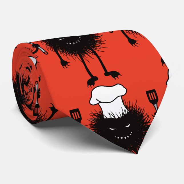 Funny Chef Evil Character Loves To Cook Tie (Rolled)