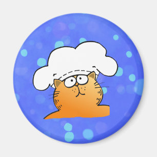 Funny Chef   Funny cartoon Kitty Chef Magnet