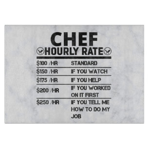 Funny Chef Hourly Rate Cutting Board