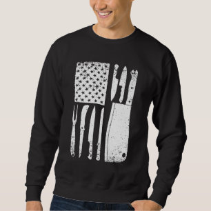 Funny Chef Knife American Flag Design For Men Wome Sweatshirt
