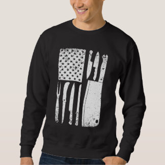 Funny Chef Knife American Flag Design For Men Wome Sweatshirt