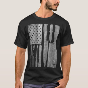 Funny Chef Knife American Flag Design For Men Wome T-Shirt