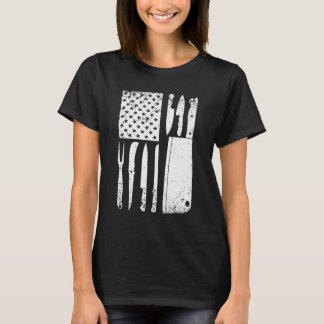 Funny Chef Knife American Flag Design For Men Wome T-Shirt