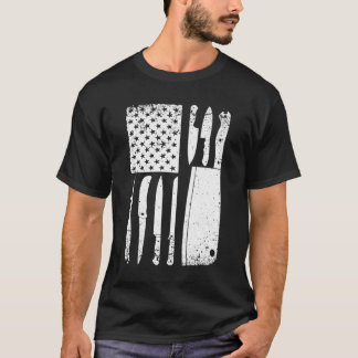 Funny Chef Knife American Flag Design For Men Wome T-Shirt