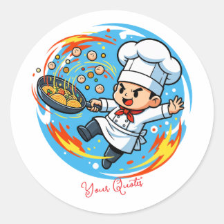 Funny Chef Mascot Classic Round Sticker