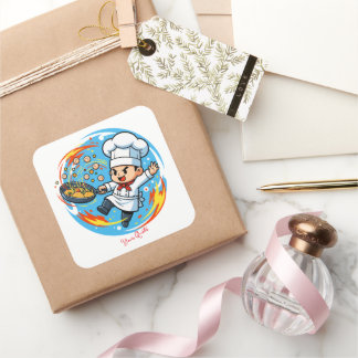 Funny Chef Mascot Square Sticker