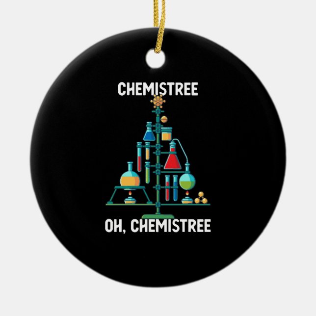 Funny Chemist Chemistry Christmas Tree Ceramic Ornament (Front)