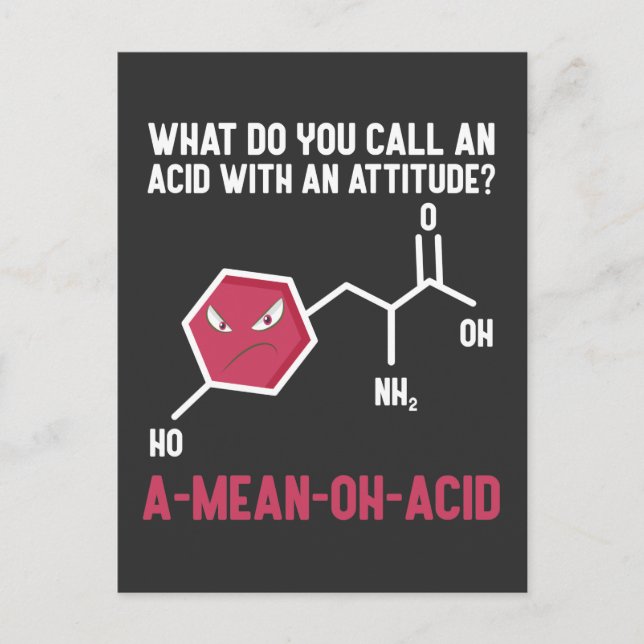 Funny Chemistry Teacher Student Lab Amino Acid Postcard (Front)