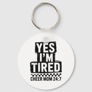 Funny Chequered Cheer Mum Cheerleading Mother's Da Key Ring