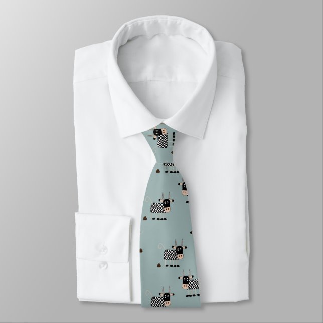 Funny Chequered Cows Neck Tie (Tied)